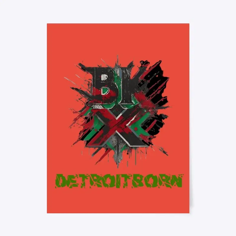 BKX DETROIT BORN 18 X 24 RED POSTER