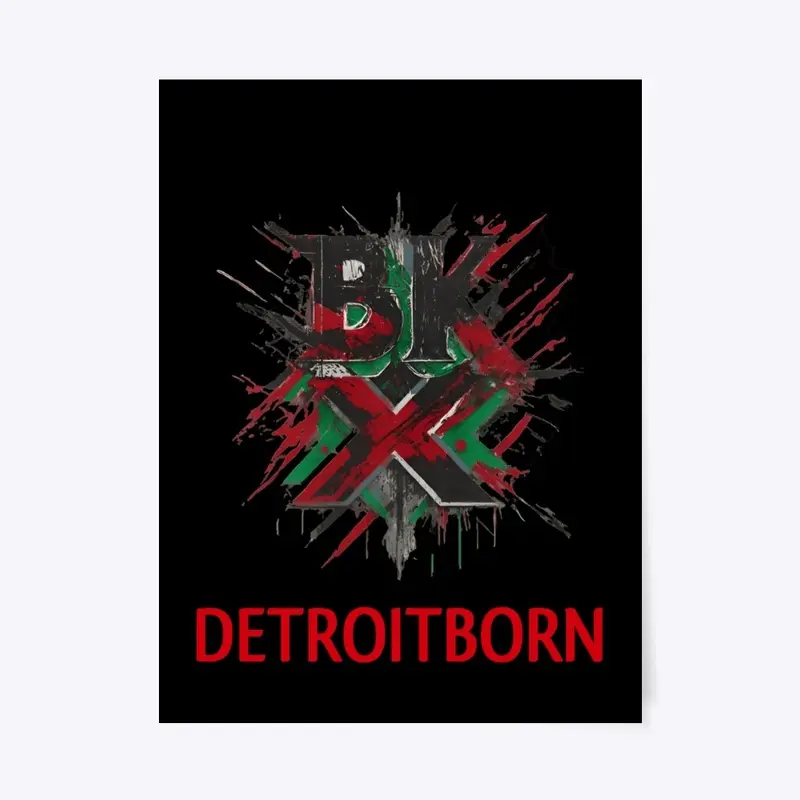 BKX DETROIT BORN 18 X 24 BLACK POSTER